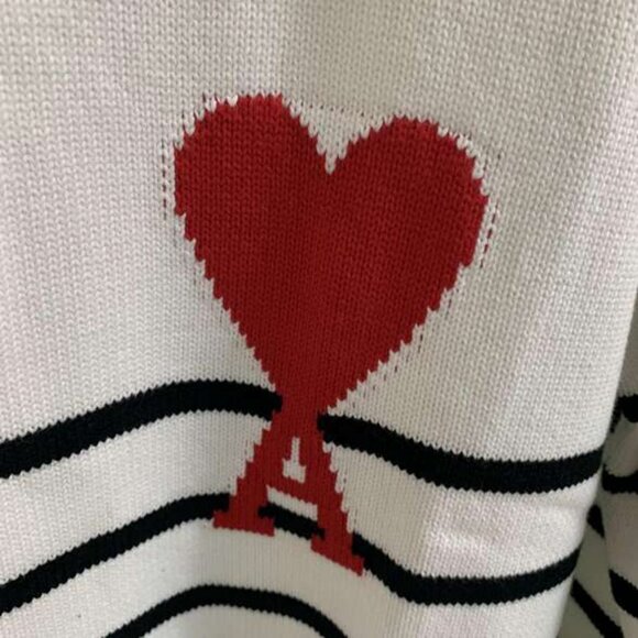 AMI black and white striped crew-neck sweater - Picture 2 of 5